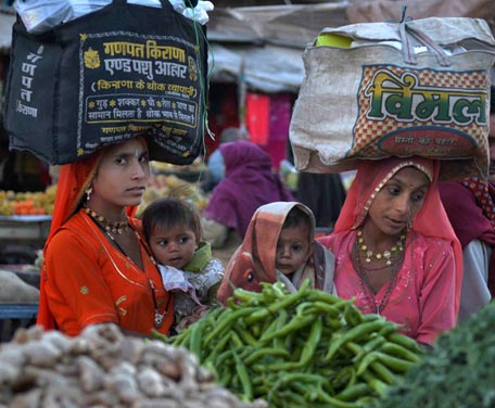 Auf dem Basar von Jodhpur pulsiert das Leben.